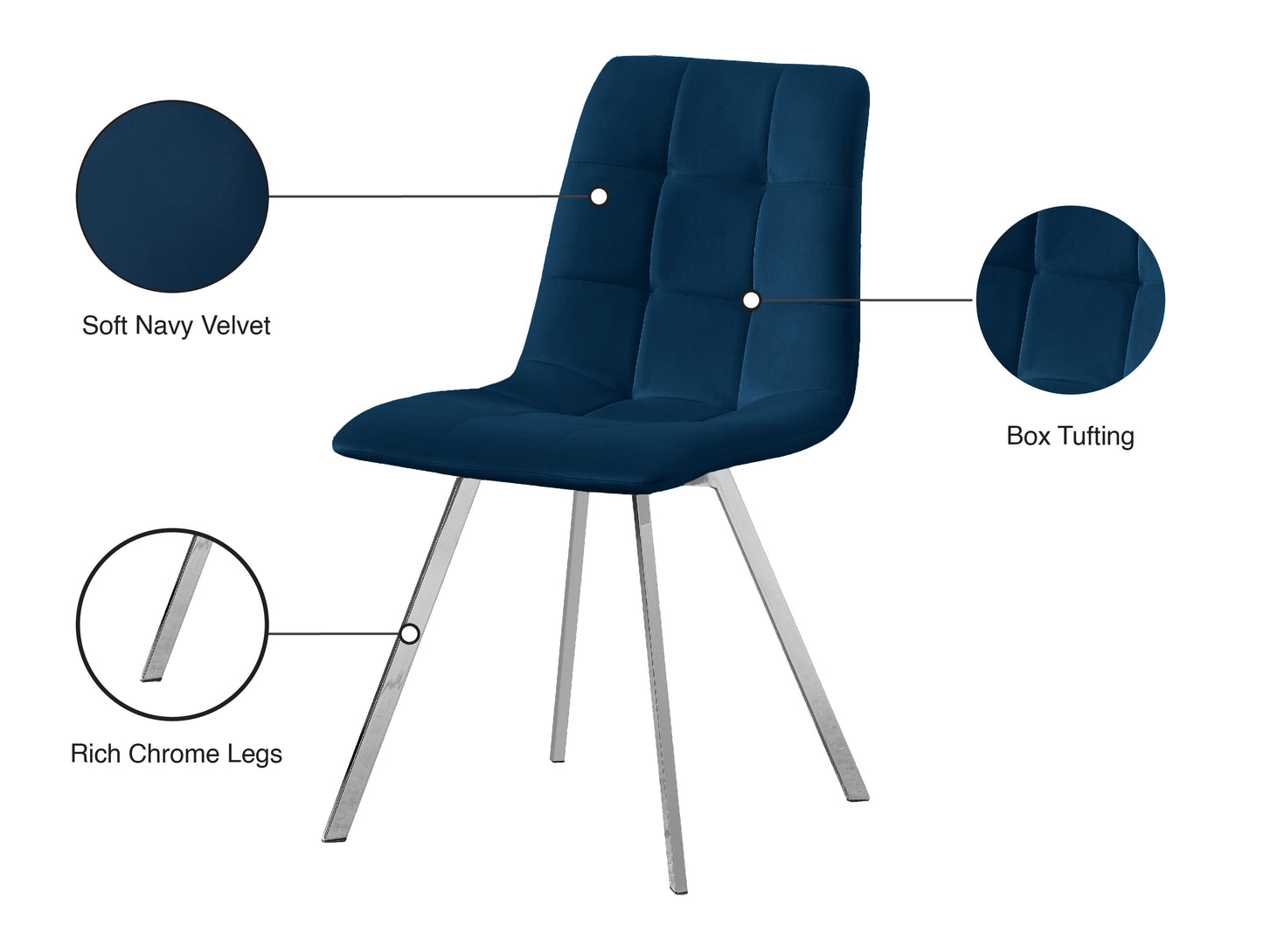 diamante navy velvet dining chair c