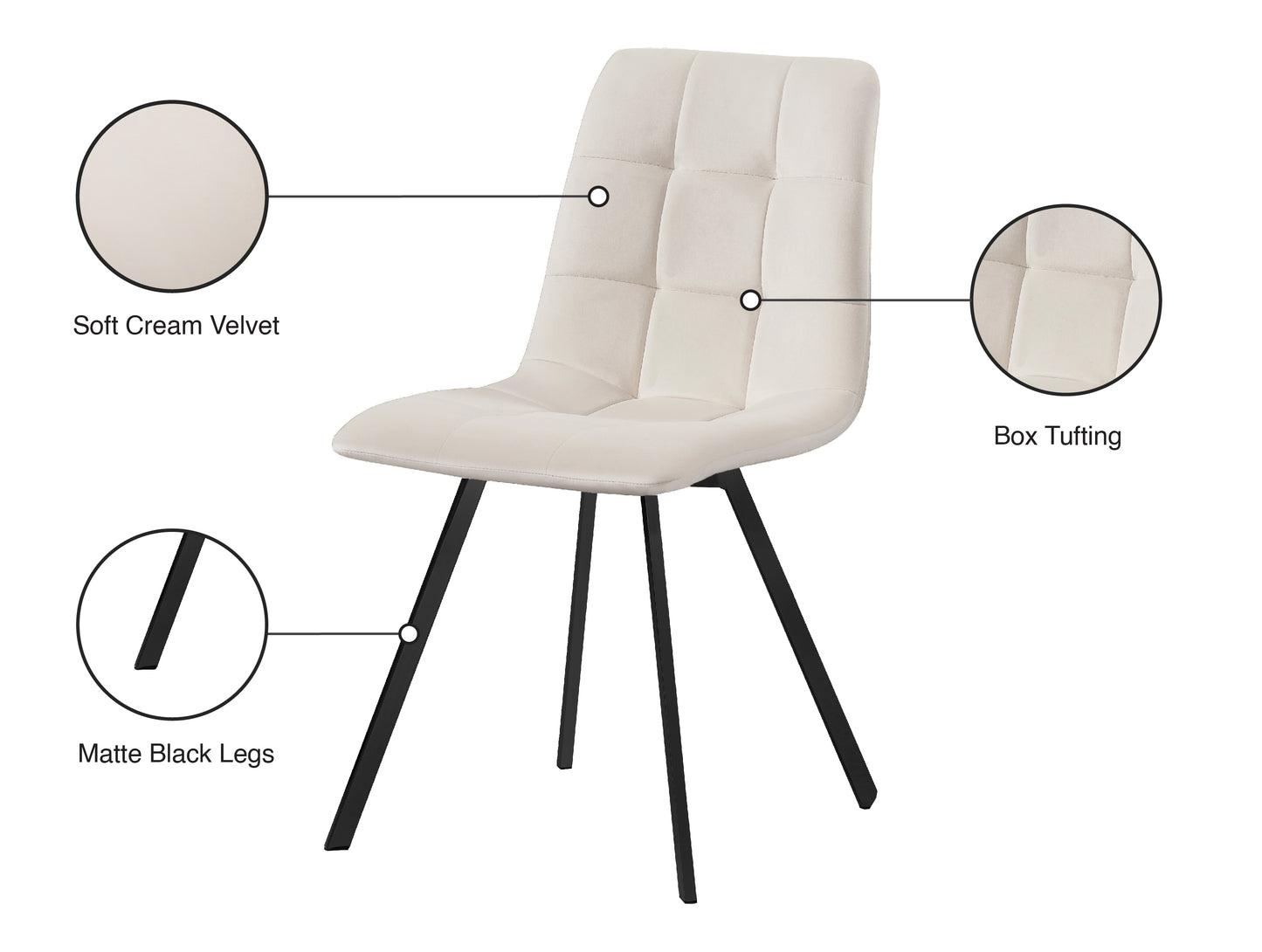 diamante cream velvet dining chair c