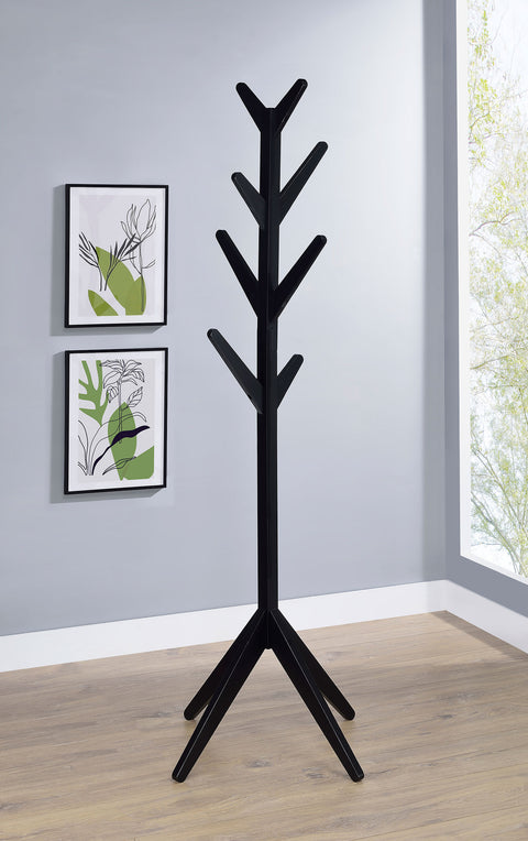 Granvia Solid Wood Coat Rack Clothing Hanger BlackBlack