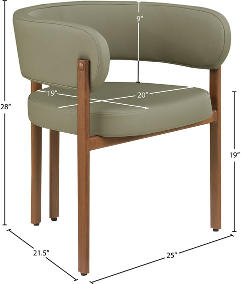 Isolde Olive Green Vegan Leather Upholstered Dining Chair, 2-Piece