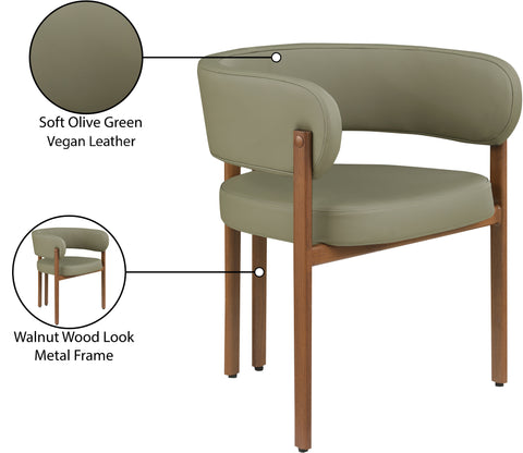 Isolde Olive Green Vegan Leather Upholstered Dining Chair, 2-Piece