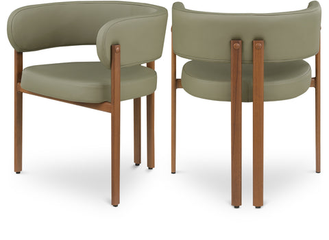 Isolde Olive Green Vegan Leather Upholstered Dining Chair, 2-Piece
