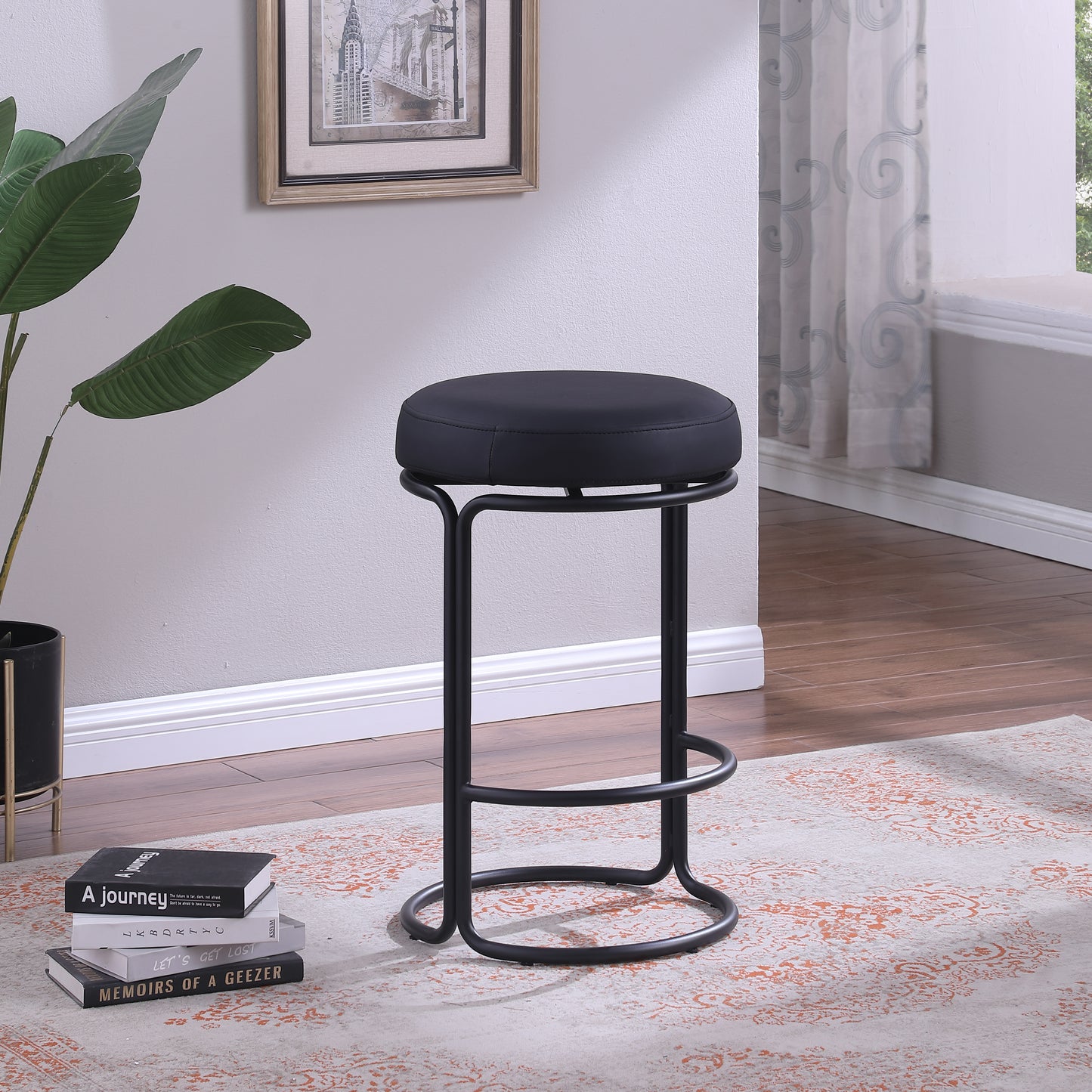 globus black vegan leather counter stool