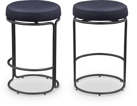Jolie Black Vegan Leather Upholstered Counter Stool, 2-Piece