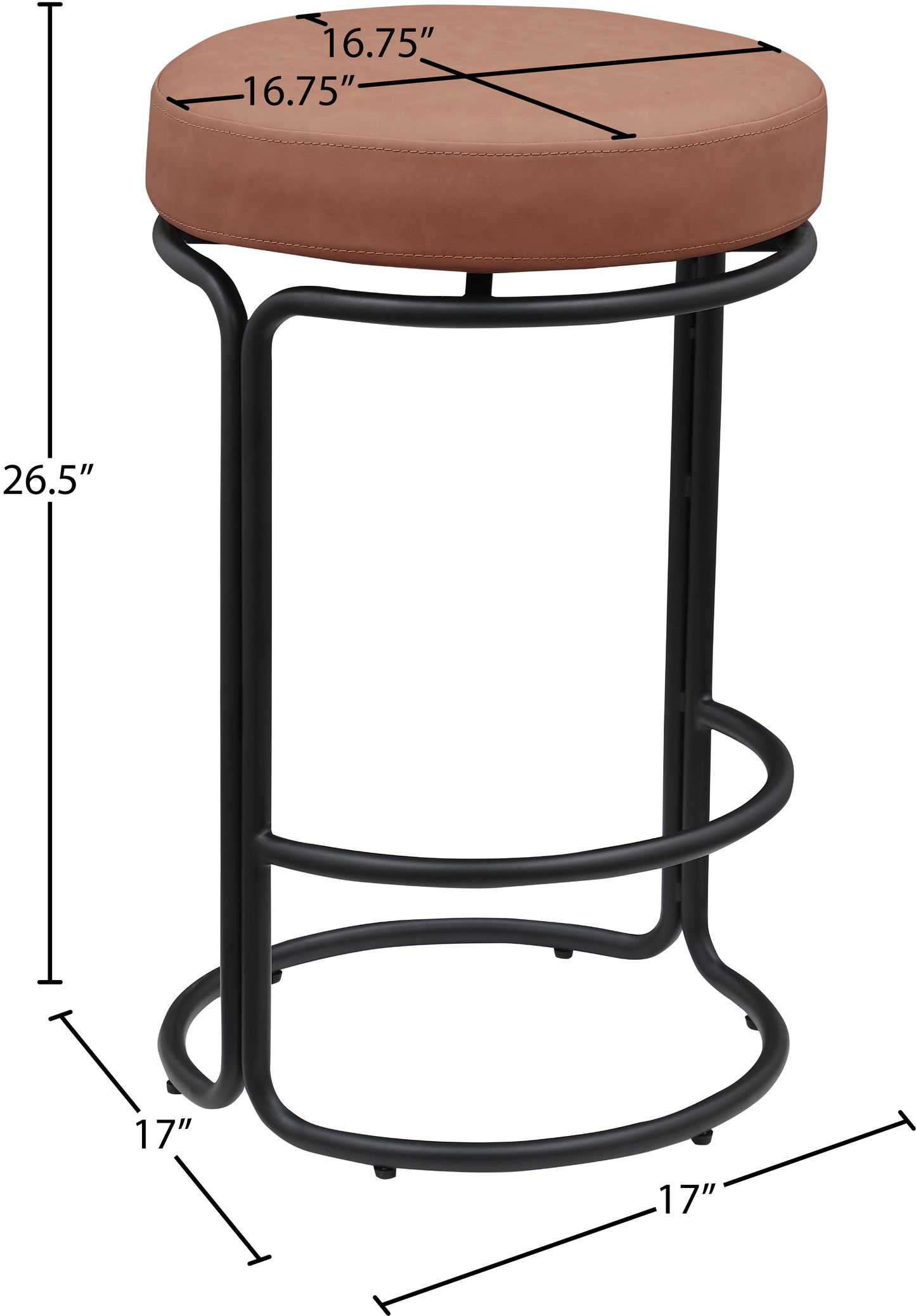 globus cognac vegan leather counter stool