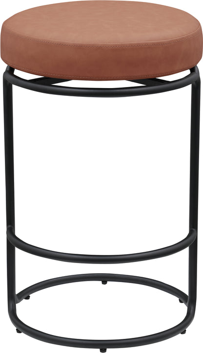 Globus Cognac Vegan Leather Counter Stool