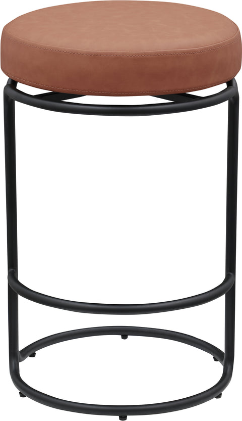 Globus Cognac Vegan Leather Counter Stool