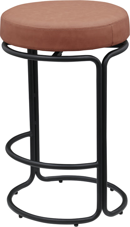 Globus Cognac Vegan Leather Counter Stool