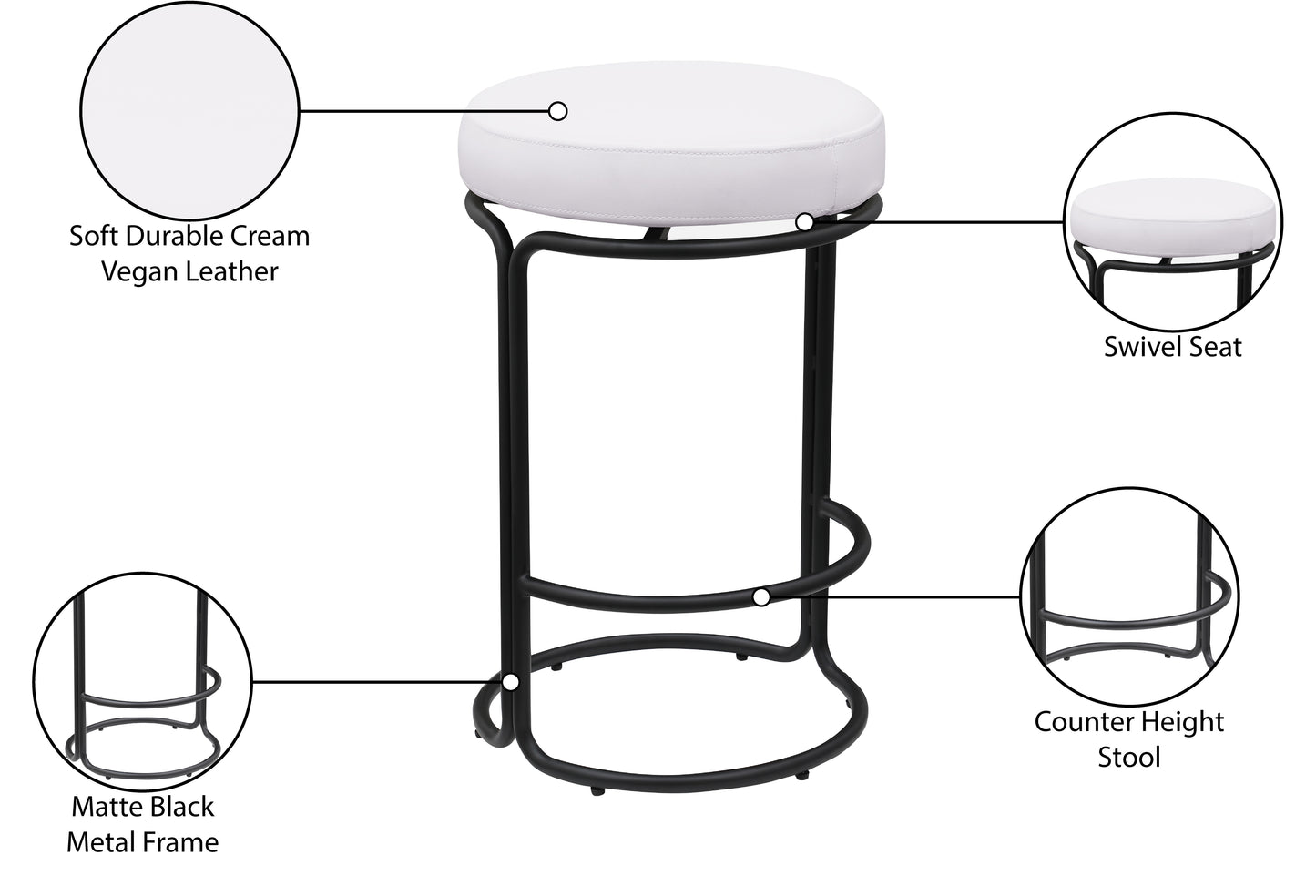 globus cream vegan leather counter stool