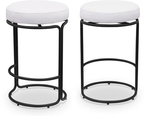 Jolie Cream Vegan Leather Upholstered Counter Stool, 2-Piece