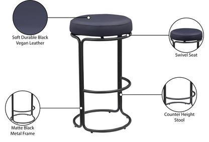 Globus Black Vegan Leather Bar Stool