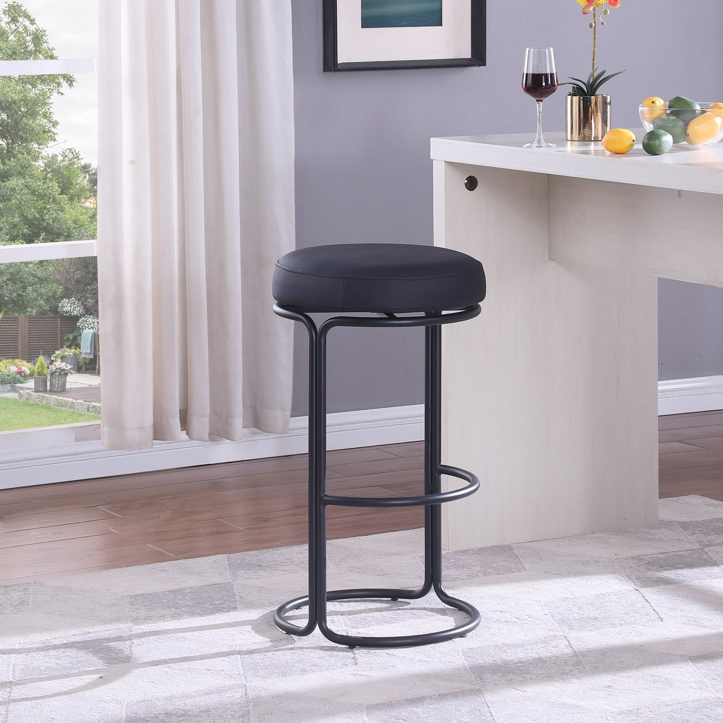 globus black vegan leather bar stool