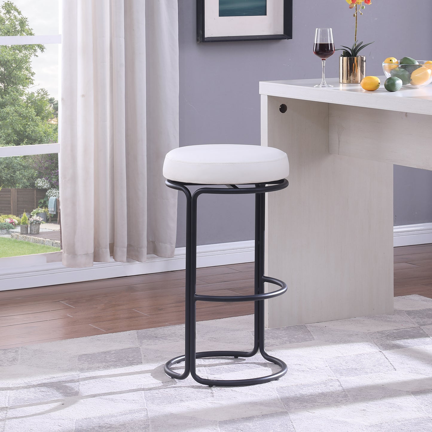 globus cream vegan leather bar stool