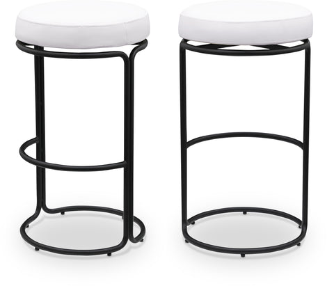 Jolie Cream Vegan Leather Upholstered Bar Stool, 2-Piece