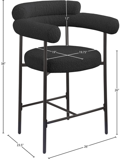 Santorini Black Boucle Fabric Counter Stool