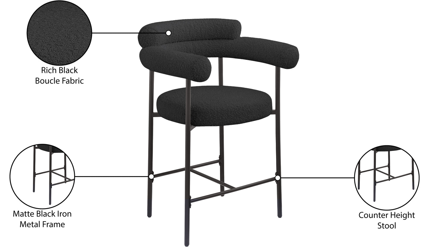 santorini black boucle fabric counter stool