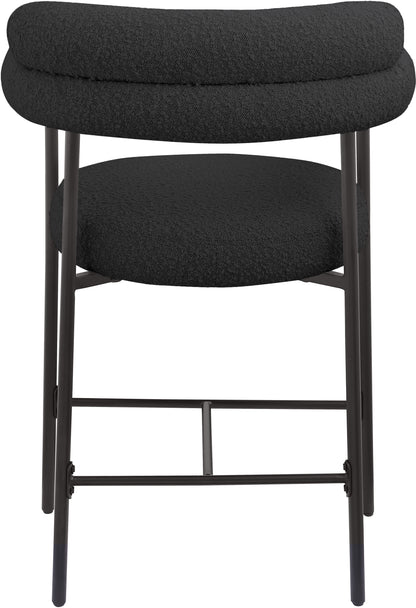 Santorini Black Boucle Fabric Counter Stool