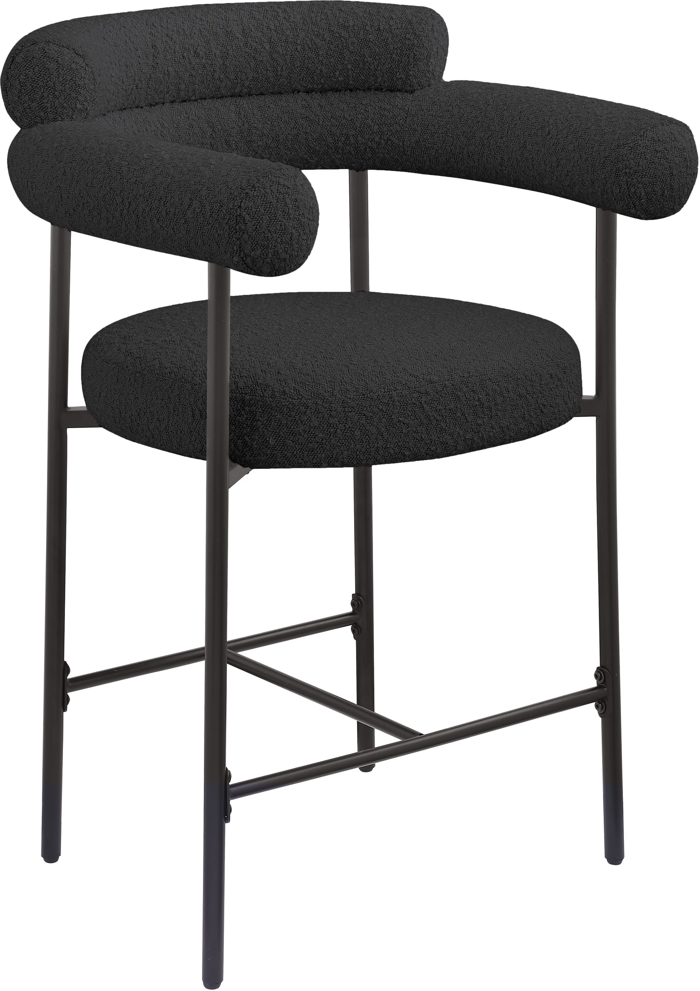 santorini black boucle fabric counter stool