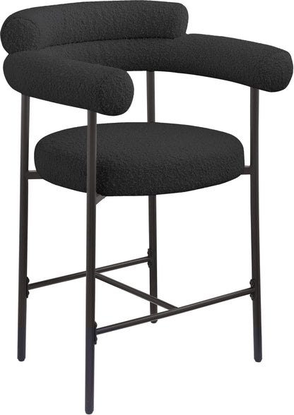 Santorini Black Boucle Fabric Counter Stool