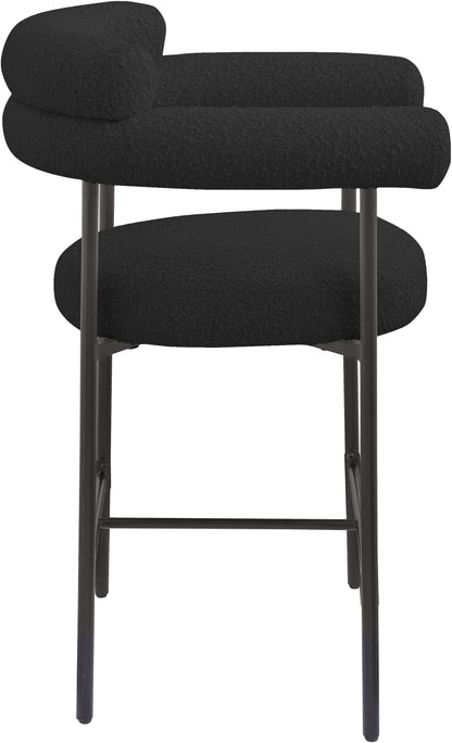 Santorini Black Boucle Fabric Counter Stool