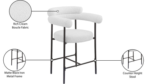 Santorini Cream Boucle Fabric Counter Stool