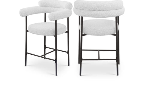 Zadie Cream Boucle Fabric Upholstered Counter Stool, 2-Piece