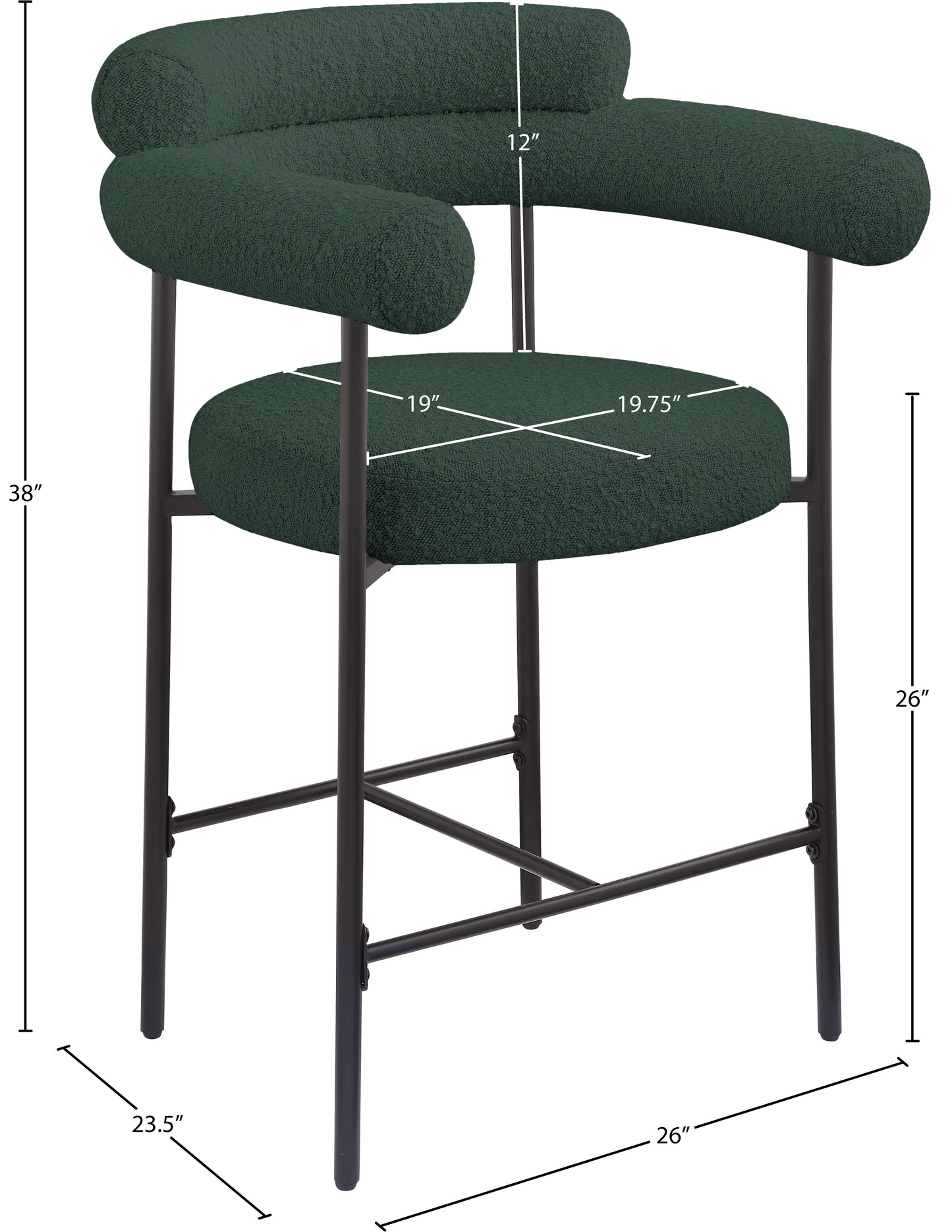 santorini green boucle fabric counter stool