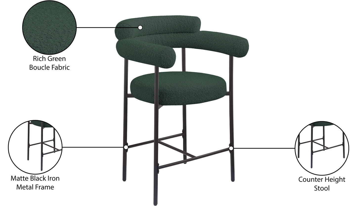 santorini green boucle fabric counter stool