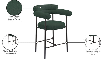 Santorini Green Boucle Fabric Counter Stool