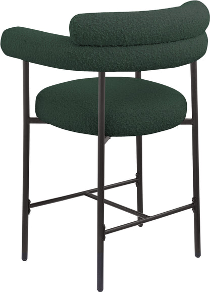 Santorini Green Boucle Fabric Counter Stool