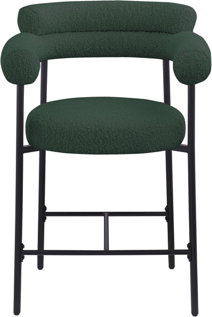 Santorini Green Boucle Fabric Counter Stool