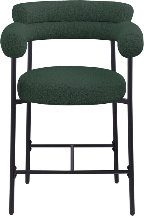 Santorini Green Boucle Fabric Counter Stool