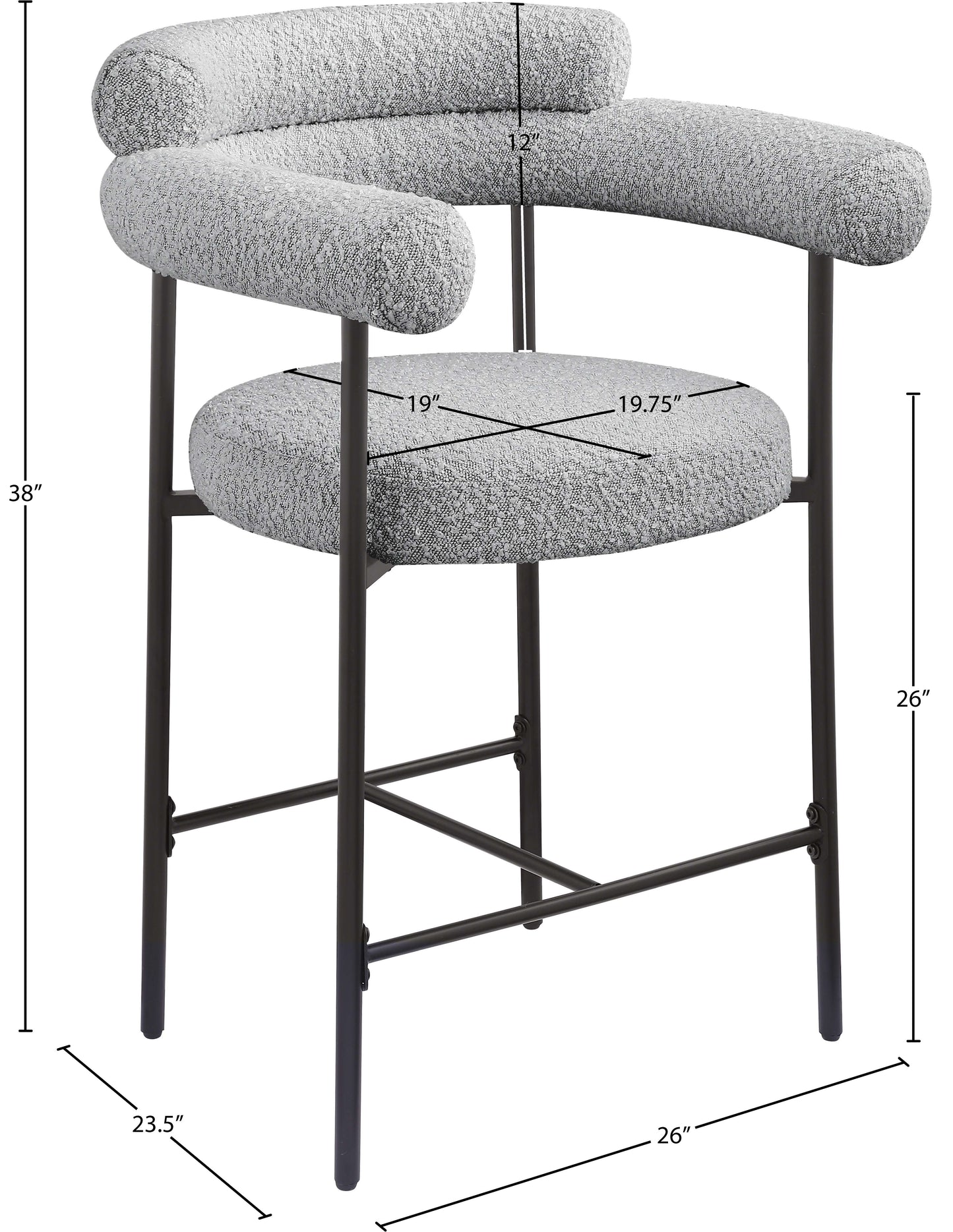 santorini grey boucle fabric counter stool