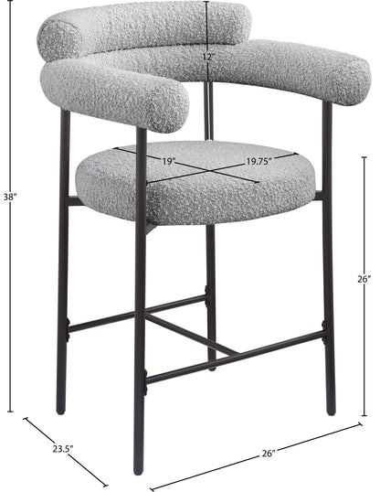 Santorini Grey Boucle Fabric Counter Stool