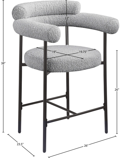 Santorini Grey Boucle Fabric Counter Stool