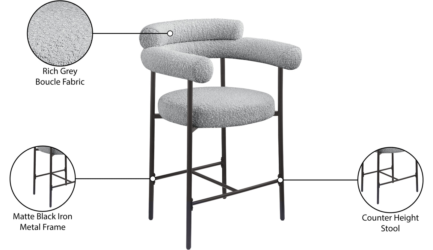 santorini grey boucle fabric counter stool