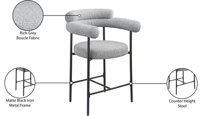 Santorini Grey Boucle Fabric Counter Stool