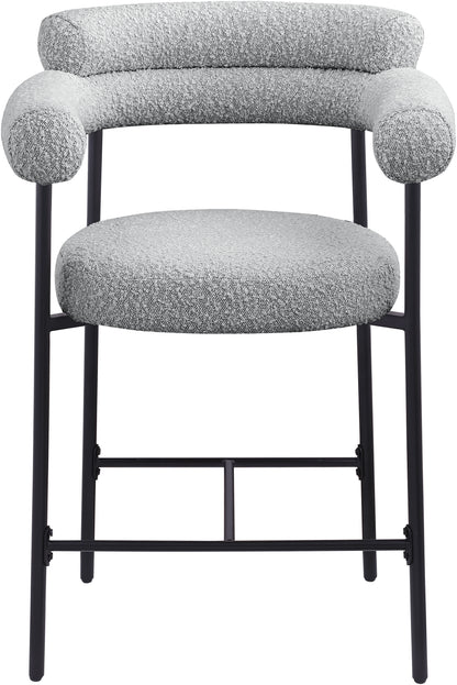 Santorini Grey Boucle Fabric Counter Stool