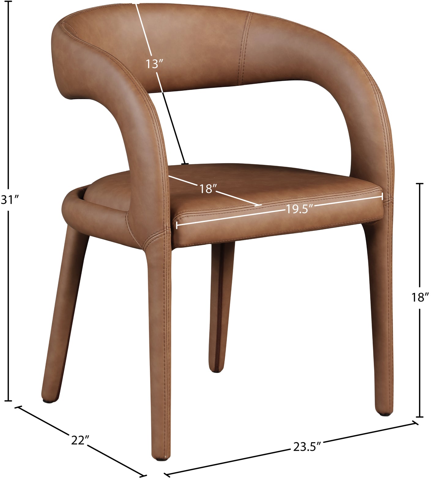 alexis brown faux leather dining chair c
