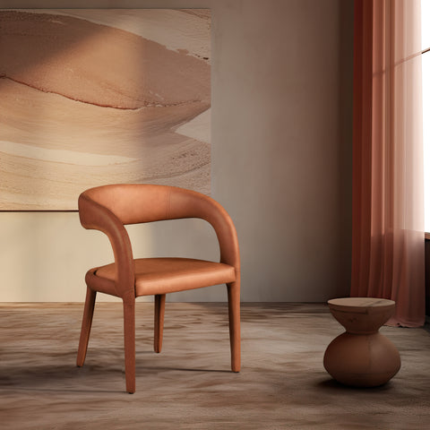 Alexis Cognac Faux Leather Dining Chair C