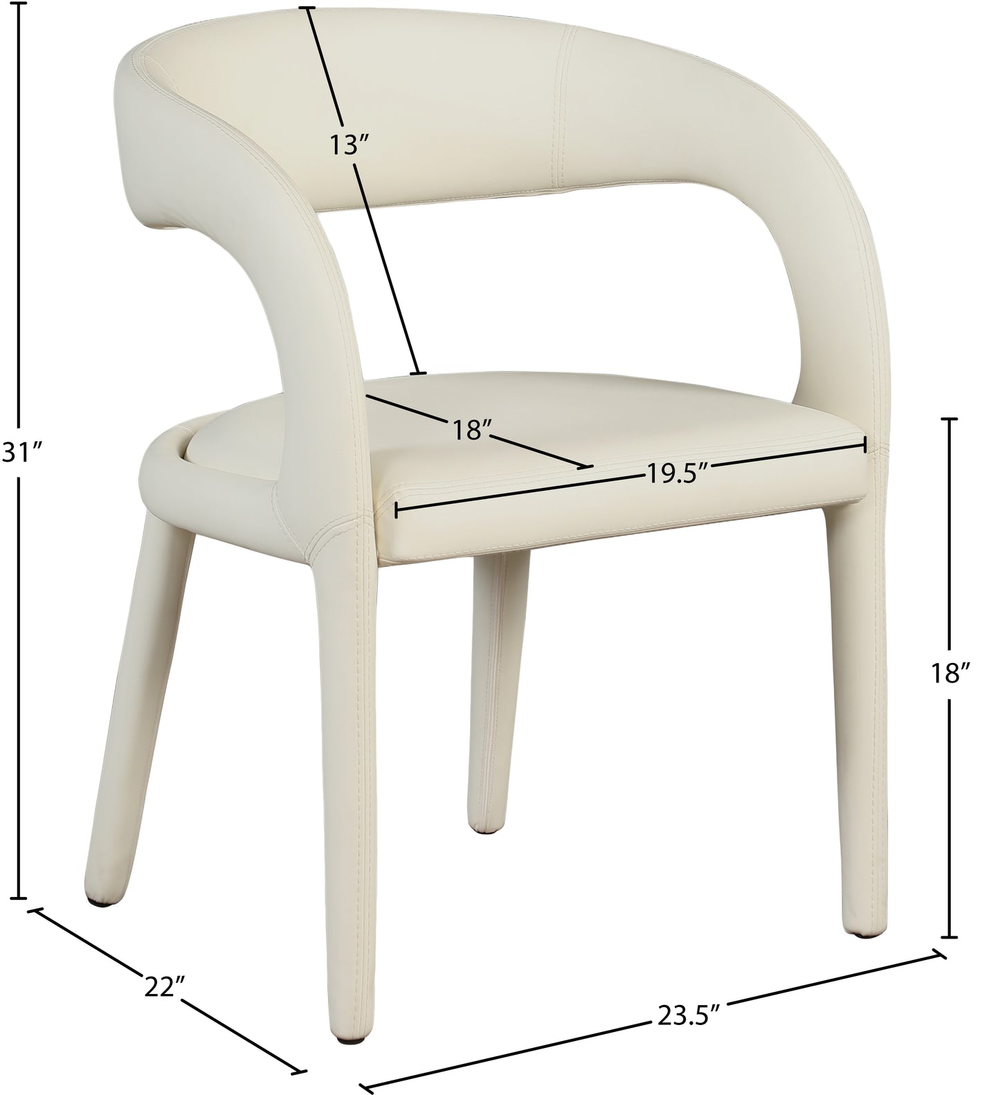 alexis cream faux leather dining chair c