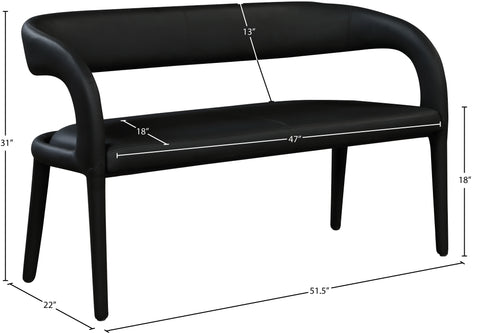 Alexis Black Faux Leather Bench Black