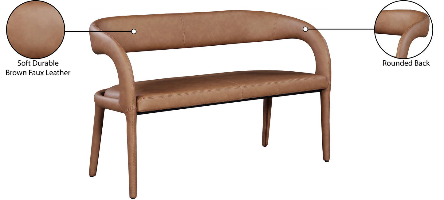 alexis brown faux leather bench brown