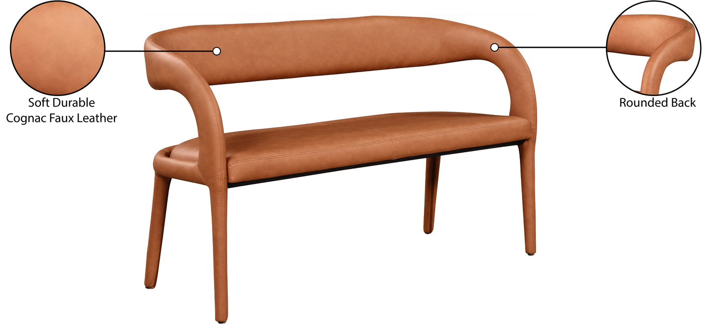 alexis cognac faux leather bench cognac