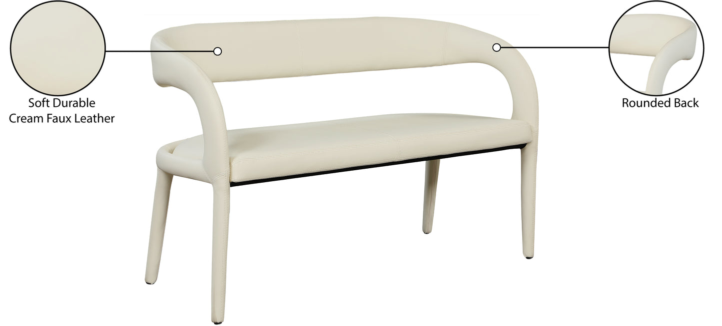 alexis cream faux leather bench cream