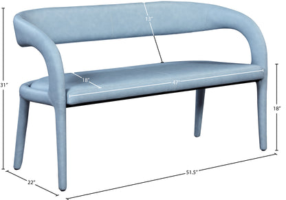 Alexis Light Blue Faux Leather Bench LtBlu