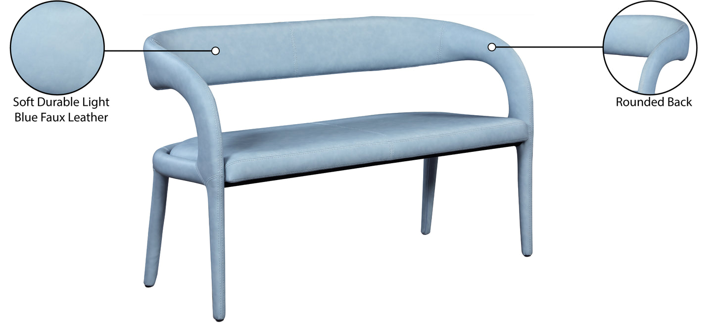 alexis light blue faux leather bench ltblu