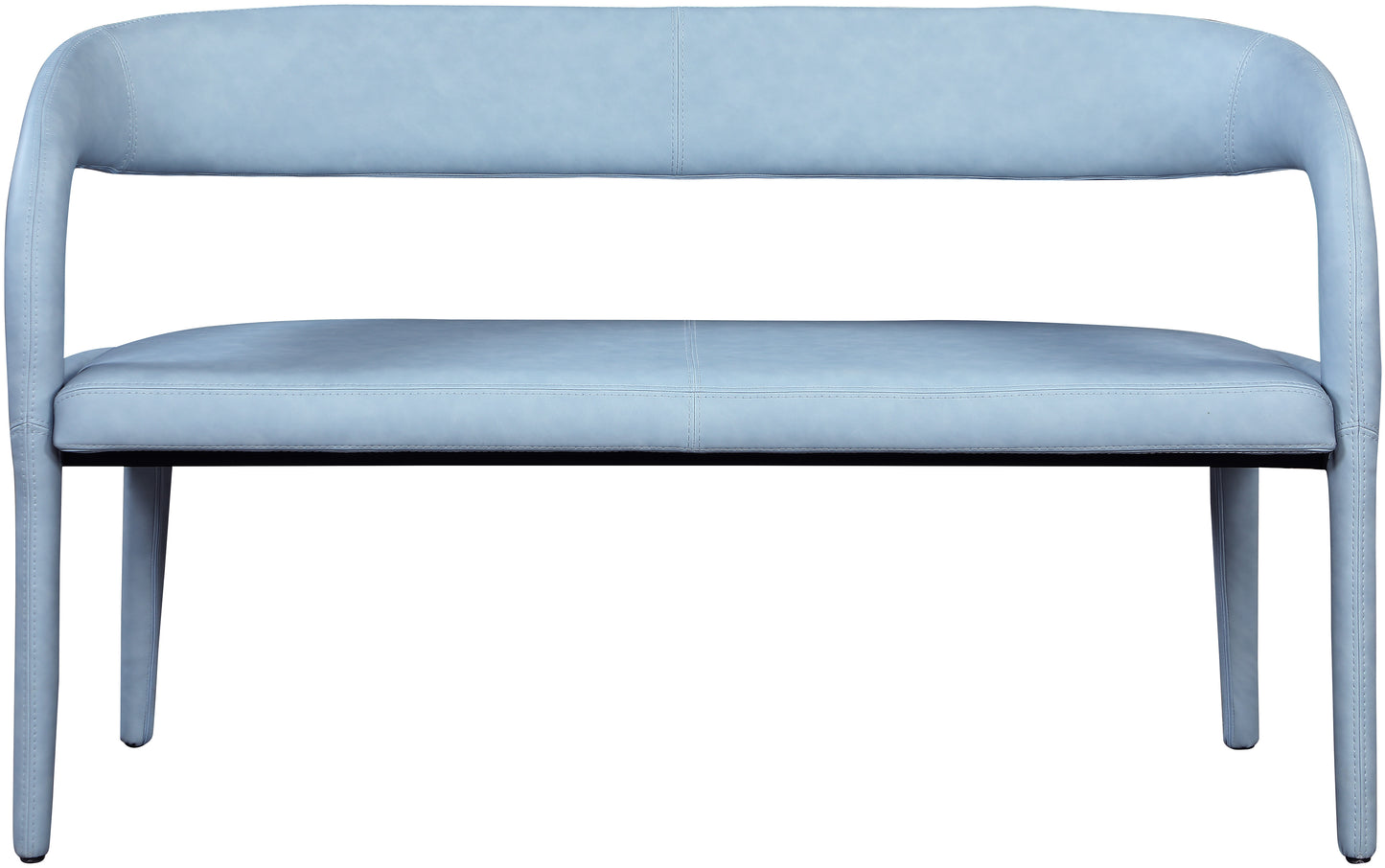 alexis light blue faux leather bench ltblu