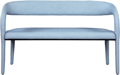 Alexis Light Blue Faux Leather Bench LtBlu