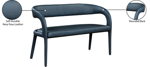 Alexis Navy Faux Leather Bench Navy